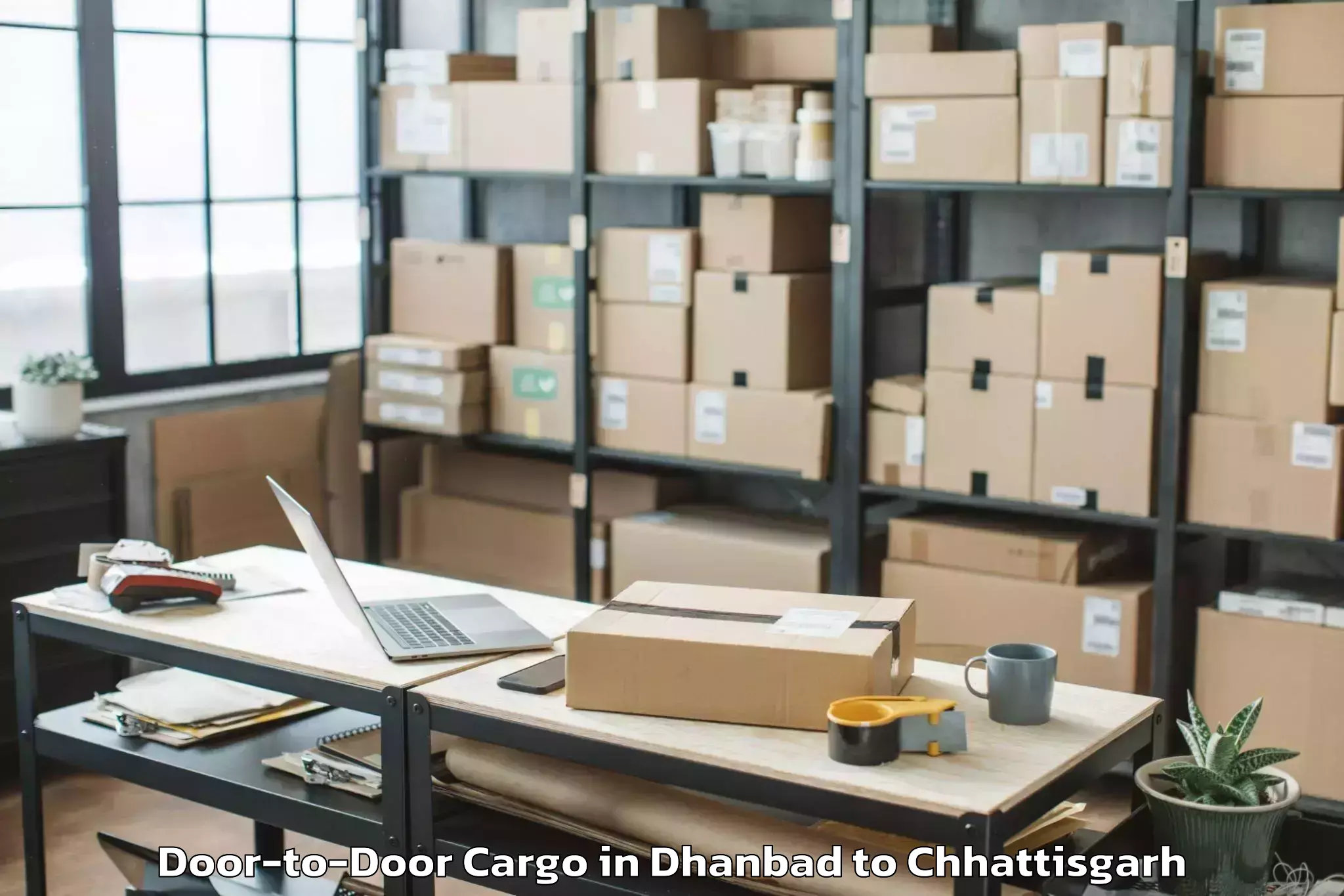 Get Dhanbad to Isbm University Gariyaband Door To Door Cargo